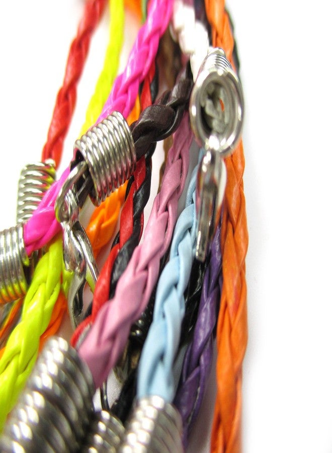 ALL in ONE Mixed Color Braided Leather Cord Plaited Rope Bracelet with Lobster Clasp Extended Chain 7" (Mix 10PCS Bracelet) - Image 4