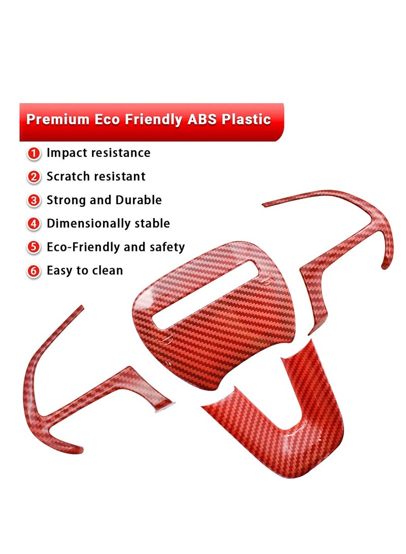 كابتن تيك KASTWAVE Carbon Fiber Steering Wheel Cover Trim - 4Pcs Interior Accessories for Dodge Charger, Challenger, Durango & Jeep Grand Cherokee SRT8 (Red) - Image 5