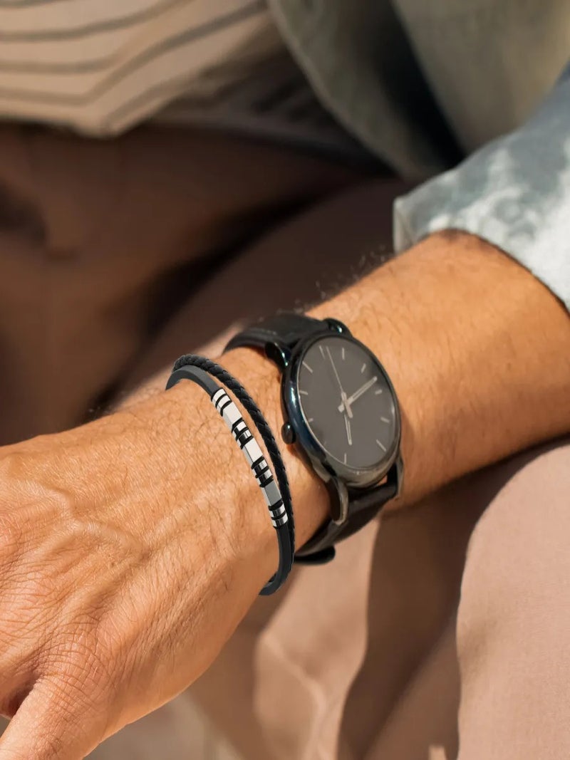 Braided Texture Stainless Steel Bracelet for Men, Trendy Casual Wrist Band, Premium Jewelry for Party & Festival Gifting - Image 5