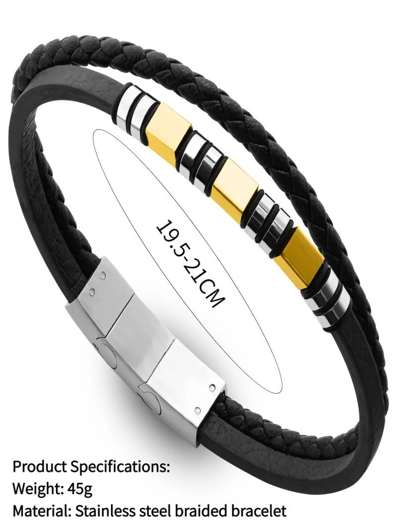 Braided Texture Stainless Steel Bracelet for Men, Trendy Casual Wrist Band, Premium Jewelry for Party & Festival Gifting - Image 1