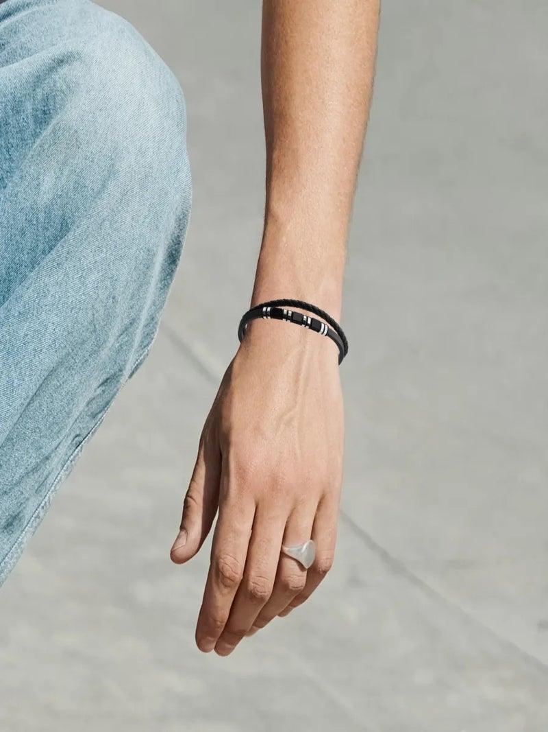Braided Texture Stainless Steel Bracelet for Men, Trendy Casual Wrist Band, Premium Jewelry for Party & Festival Gifting - Image 4