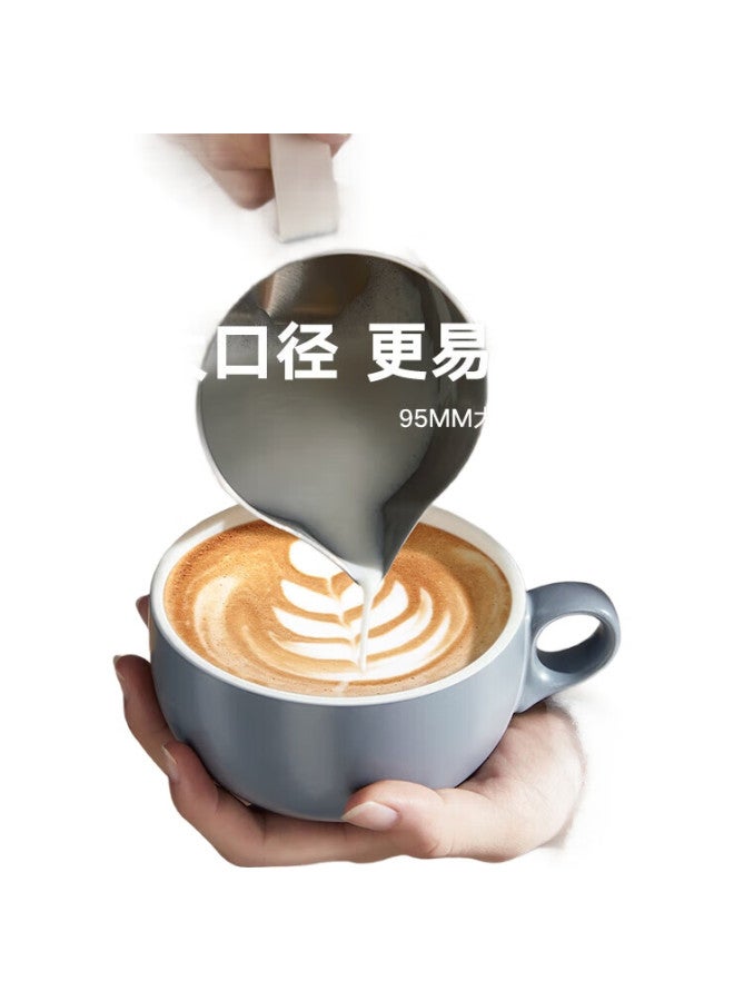 Simelo Ceramic Coffee Cup Set With Latte Art, Large Diameter Cups And Saucers For Afternoon Tea, Blue Mountain White - Image 3