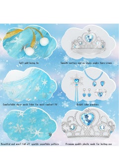 Excefore Princess Dress up Clothes for Little Girl, 7Pcs Cape with Crown, Dresses Girl 3-8 Birthday Gift, Snowflake  - Image 5