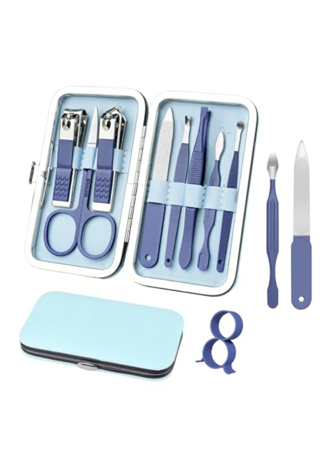 RedFlow Manicure Set 8 in 1 Nail Clipper SetRedFlow Nail ClippersFingernail Toenail ClippersManicure ToolsPedicure ToolsSuitable for Travel Manicure KitNail Set Kit with Everything Profe Blue - Image 1