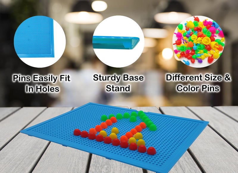 VGRASSP 180+ Pcs Early Educational Big Mushroom Nail Pin Board Toy for Kids - Color Recognition & Learning Pegboard for Boy and Girls - Birthday Return Gift - Color As Per Stock - Image 4