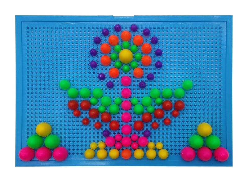 VGRASSP 180+ Pcs Early Educational Big Mushroom Nail Pin Board Toy for Kids - Color Recognition & Learning Pegboard for Boy and Girls - Birthday Return Gift - Color As Per Stock - Image 1