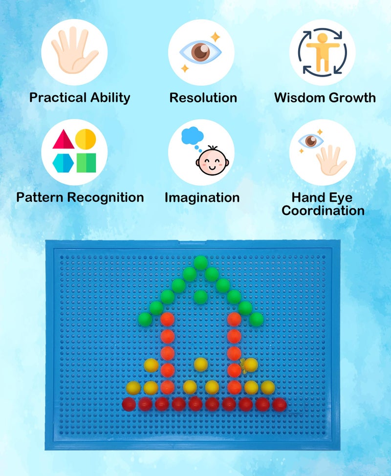 VGRASSP 180+ Pcs Early Educational Big Mushroom Nail Pin Board Toy for Kids - Color Recognition & Learning Pegboard for Boy and Girls - Birthday Return Gift - Color As Per Stock - Image 5