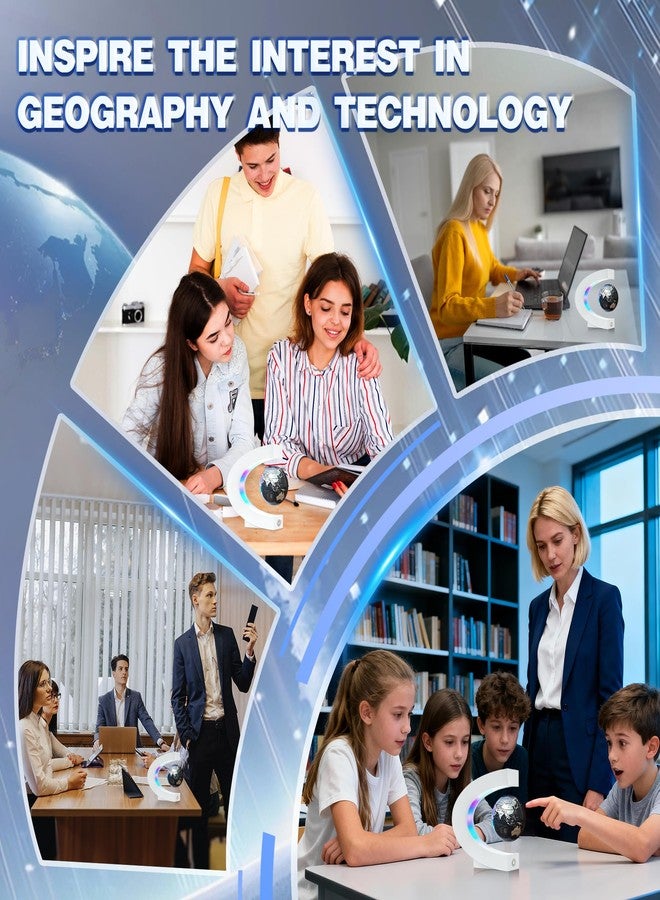 Flagest Magnetic Levitating Globe with LED Light, C Frame Floating World Globe Lamp, Cool Gadgets for Men Boys and Girls, Cool Stuff Tech Gifts for Office Bookshelf Home Desk Decor - Image 4