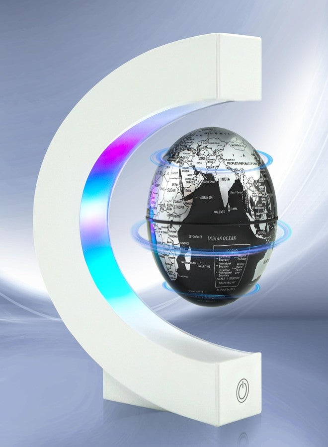 Flagest Magnetic Levitating Globe with LED Light, C Frame Floating World Globe Lamp, Cool Gadgets for Men Boys and Girls, Cool Stuff Tech Gifts for Office Bookshelf Home Desk Decor - Image 1