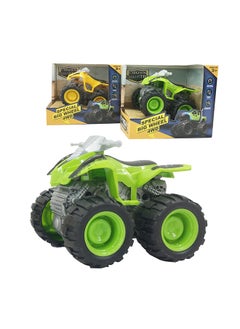 Galaxy Friction Truck - 12 cm Assorted Set | Pull-Back Powered Trucks | Special Big Wheel 4WD Series | Yellow and Green Trucks | Durable Plastic | Kids Vehicle Toy