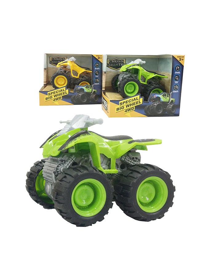 Galaxy Toys - Galaxy Friction Truck - 12 cm Assorted Set | Pull-Back Powered Trucks | Special Big Wheel 4WD Series | Yellow and Green Trucks | Durable Plastic | Kids Vehicle Toy - Image 1