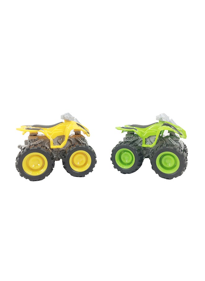 Galaxy Toys - Galaxy Friction Truck - 12 cm Assorted Set | Pull-Back Powered Trucks | Special Big Wheel 4WD Series | Yellow and Green Trucks | Durable Plastic | Kids Vehicle Toy - Image 1