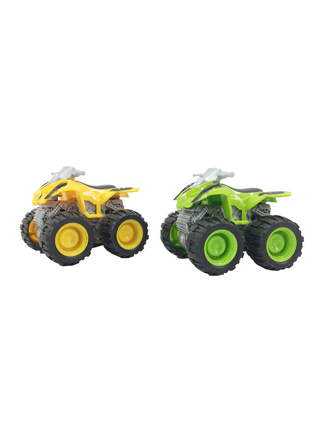 Galaxy Toys - Galaxy Friction Truck - 12 cm Assorted Set | Pull-Back Powered Trucks | Special Big Wheel 4WD Series | Yellow and Green Trucks | Durable Plastic | Kids Vehicle Toy - Image 1