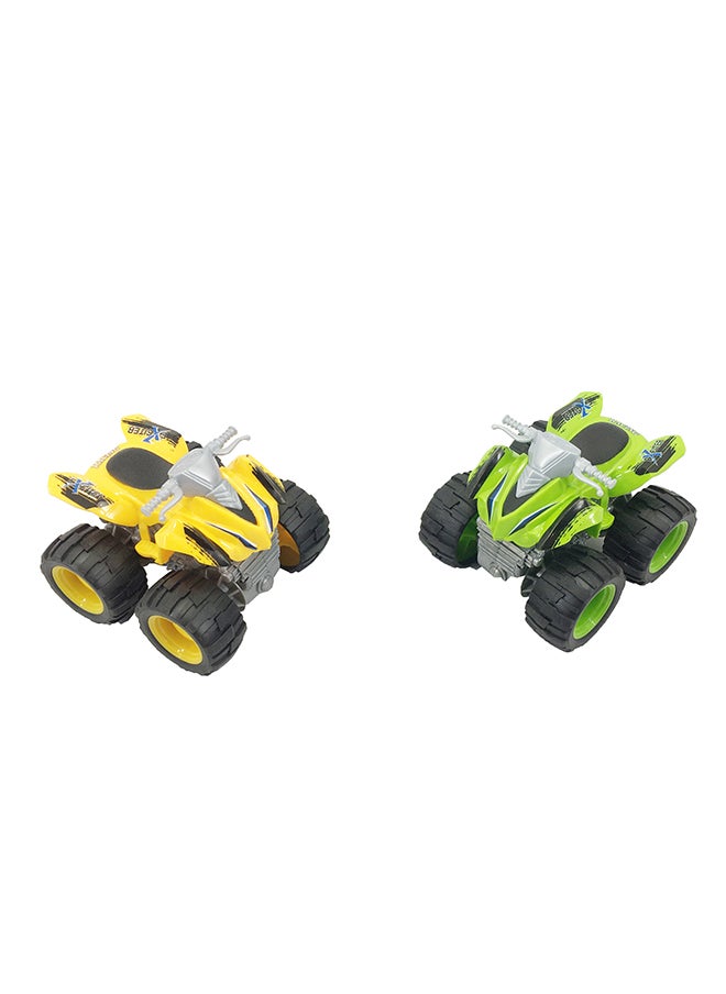 Galaxy Toys - Galaxy Friction Truck - 12 cm Assorted Set | Pull-Back Powered Trucks | Special Big Wheel 4WD Series | Yellow and Green Trucks | Durable Plastic | Kids Vehicle Toy - Image 1