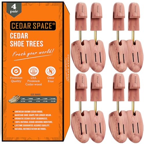 Cedar Space Wooden Shoe Stretcher Tree, 6.5-14 Sizes Cedar Wood Shoe Trees,2/4PC Shoe Stretcher for Men, Sneakers,Boots - Image 1