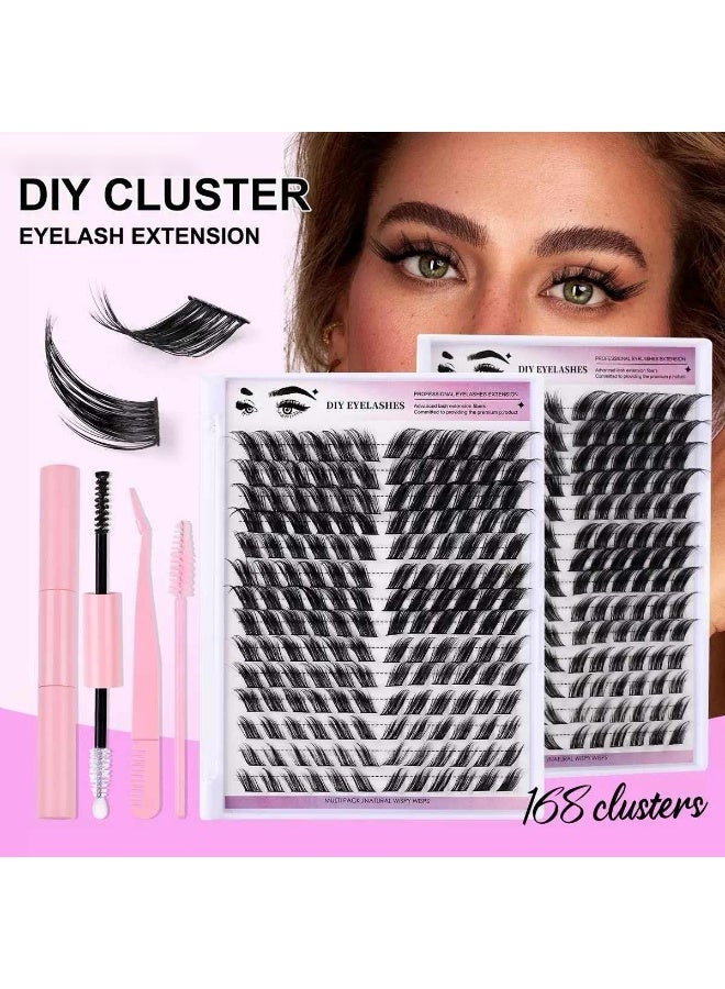 168 Clusters of Dense Feathered Segmented False Eyelashes, 12-18mm Single Cluster Lashes, Perfect for Creating Natural and Enchanting Eyes, Suitable for Daily Makeup and Special Occasions. - Image 1
