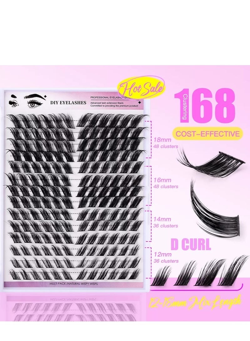 168 Clusters of Dense Feathered Segmented False Eyelashes, 12-18mm Single Cluster Lashes, Perfect for Creating Natural and Enchanting Eyes, Suitable for Daily Makeup and Special Occasions. - Image 2