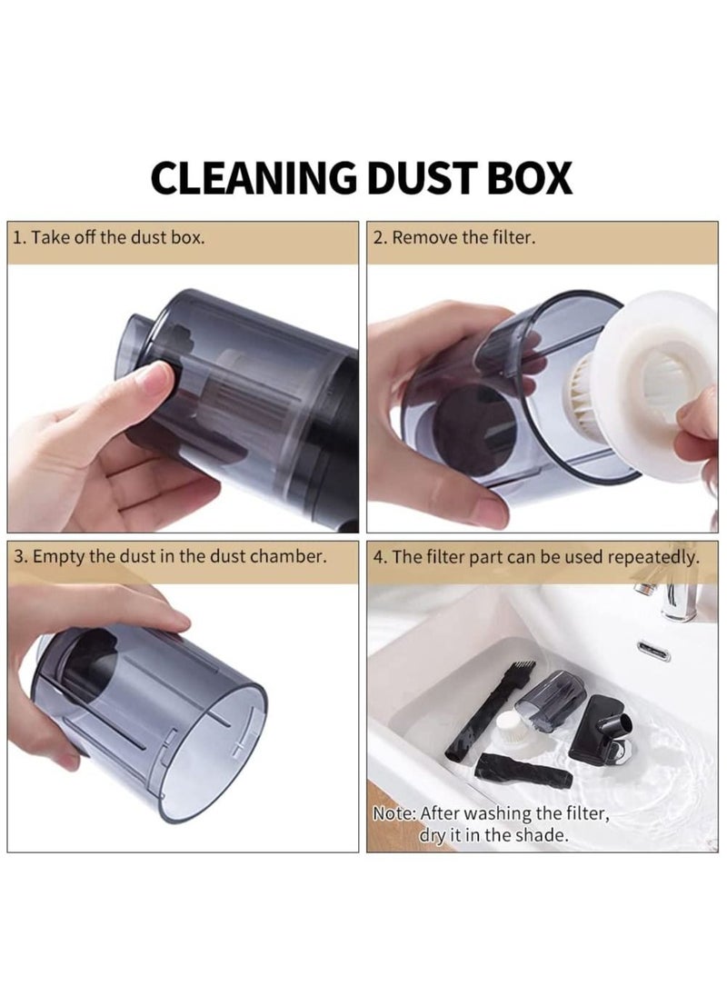 Wireless Handheld Vacuum Cleaner 6000Pa High Suction Power, Twin Turbine Motors Four Types of Suction Styles Portable Home and Car Accessories Cordless Handheld Vac Cleaning Device