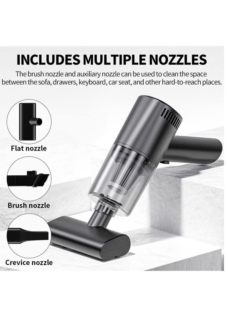 Wireless Handheld Vacuum Cleaner 6000Pa High Suction Power, Twin Turbine Motors Four Types of Suction Styles Portable Home and Car Accessories Cordless Handheld Vac Cleaning Device