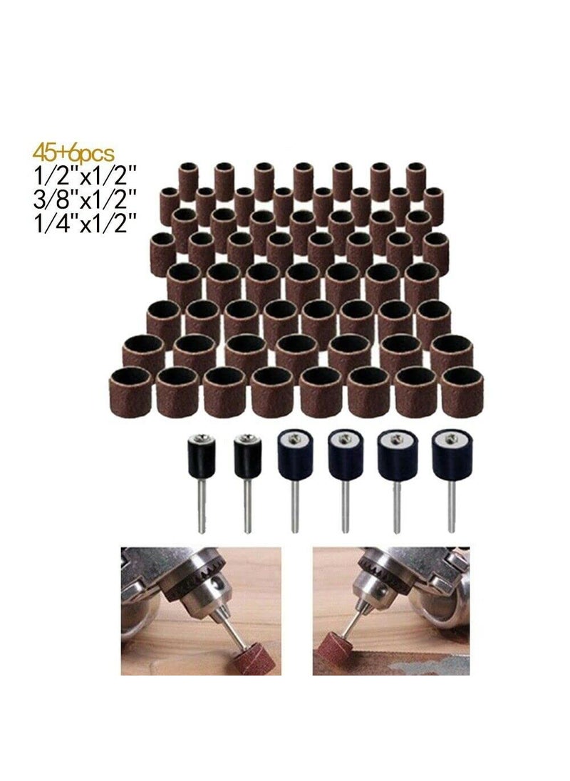 YADAV YADAV 51Pcs Set Sanding Drum Rotary Tool Rubber Mandrel Bands Sleeves Kit Durable for All Types of Surface Preparation and Finishing Work  - Image 3