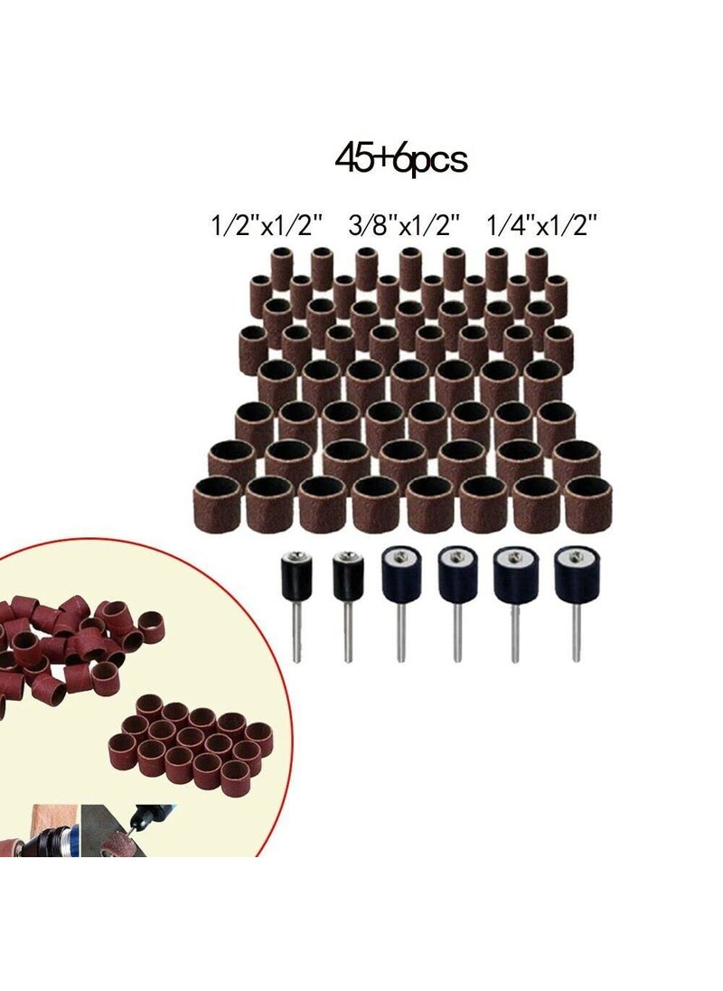 YADAV YADAV 51Pcs Set Sanding Drum Rotary Tool Rubber Mandrel Bands Sleeves Kit Durable for All Types of Surface Preparation and Finishing Work  - Image 4