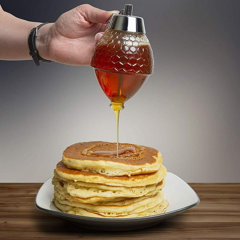 Ameedarshan Transparent Acrylic Honey Syrup Dispenser with Stand Honey Container Beautiful Comb Shaped Oil Pot No Drip Honey Dispenser with High Capacity Pack of 1 - Image 5