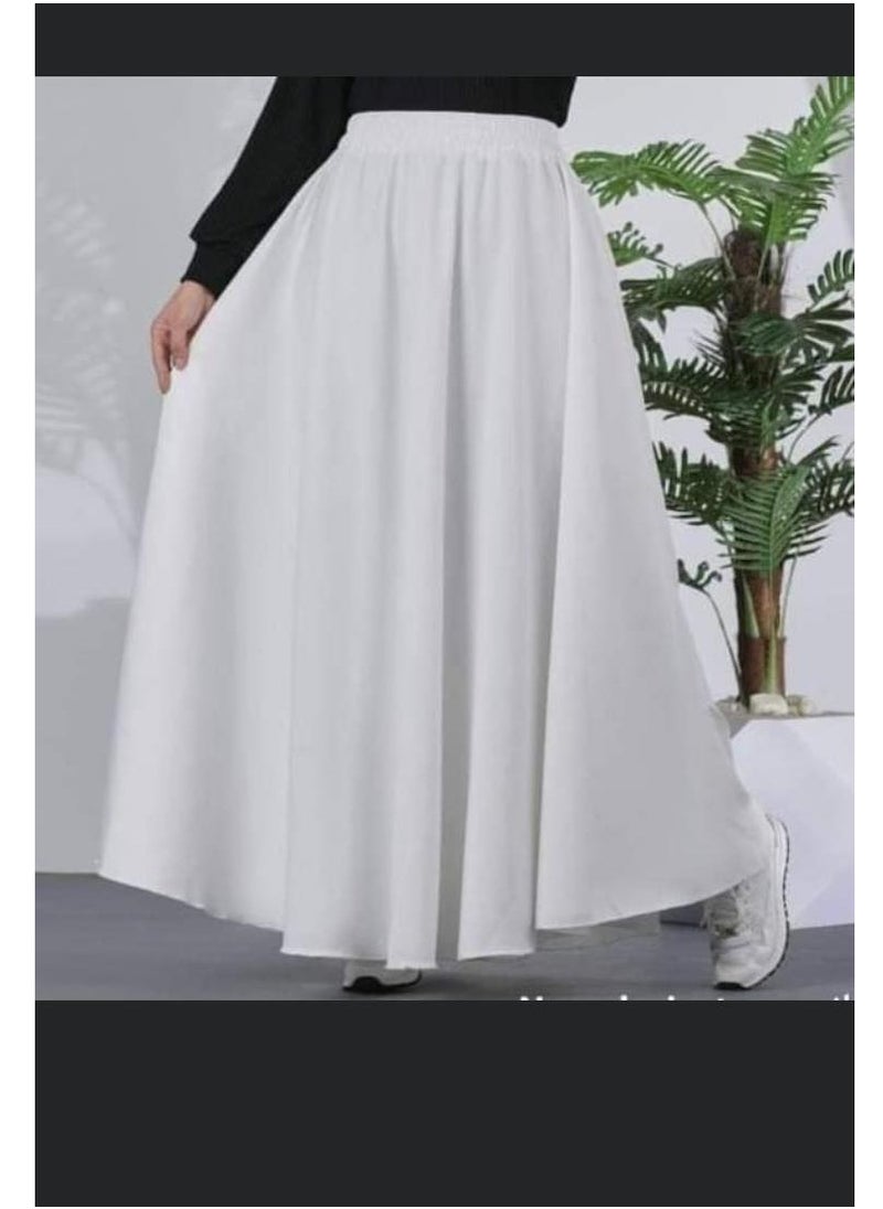 Generic - Double flared skirt, imported first-class Rosaline crepe fabric from Guzel - not see-through - white - free size - Image 1