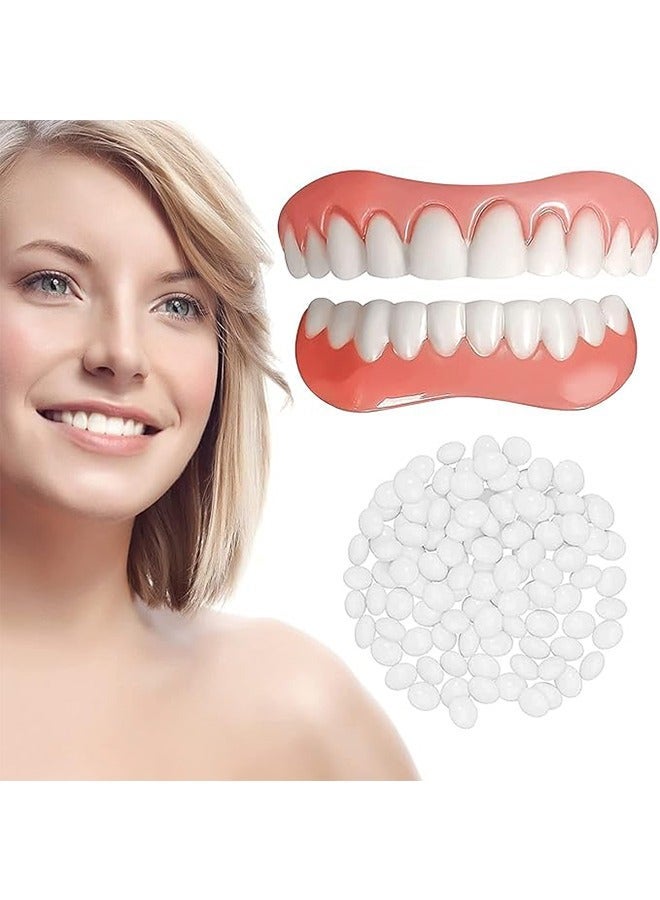APPTRIN Teeth Veneers White Dentures for Upper and Lower for Women Men Comfortable Flex Cosmetic Teeth Comfortable and No Pain Regain Confident Smile - Image 1