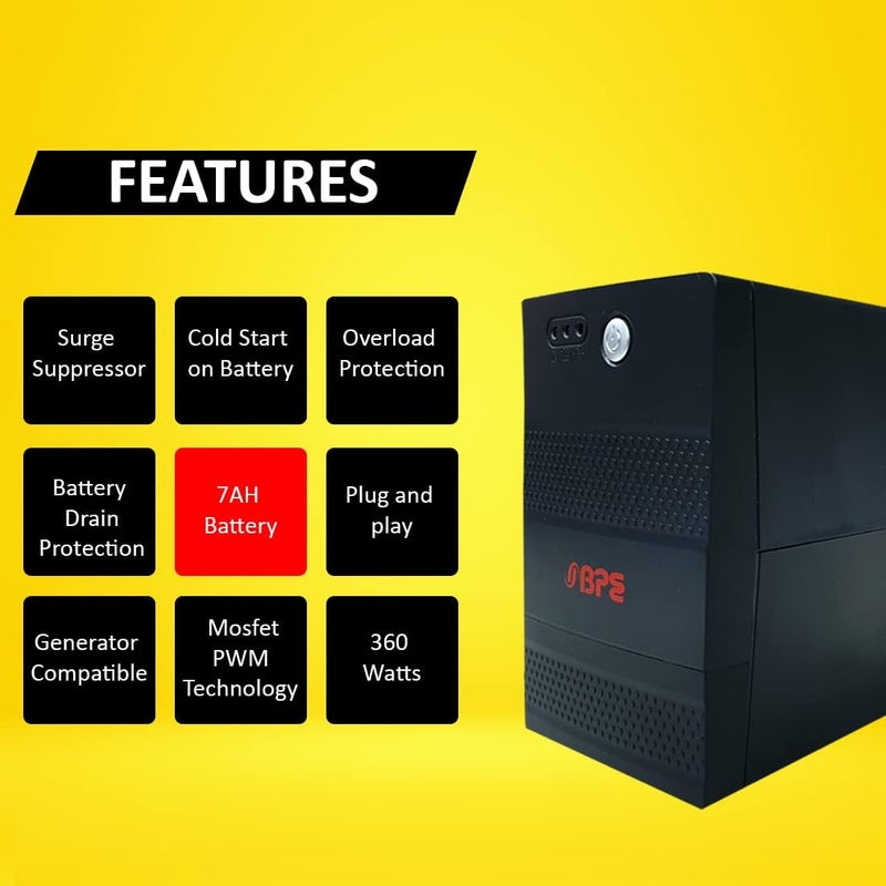 BPE BP650 UPS تفاعلي خطي لأجهزة الكمبيوتر المكتبية، احتياطي طاقة وحماية مثالي للأجهزة المنزلية والمكتبية والشبكات الإلكترونية - Image 5