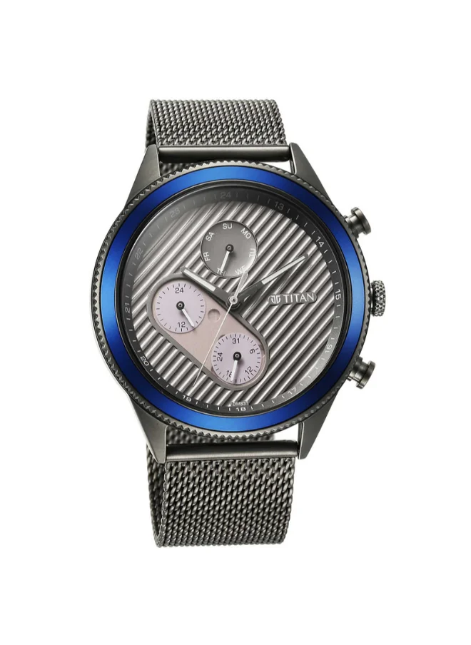 تيتان Men Analog Round Shape Stainless Steel Wrist Watch - 1814KM01 - 52.9 Mm