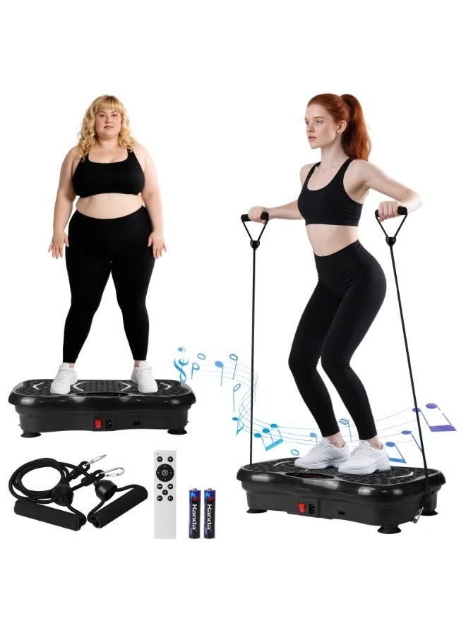ELTRAZONE Vibration Plate Machine with Elastic Resistance Cords, 200 Speed Levels, Bluetooth Music & Acupressure Foot Massage - Image 4