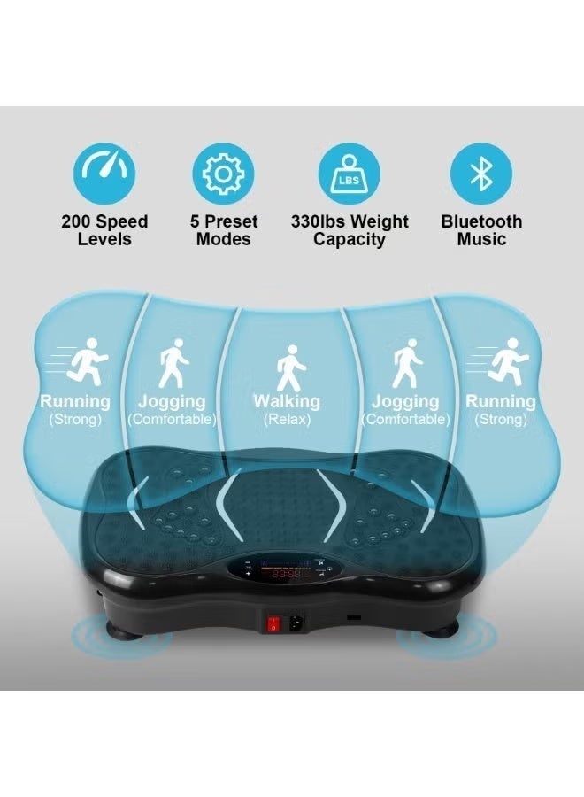 ELTRAZONE Vibration Plate Machine with Elastic Resistance Cords, 200 Speed Levels, Bluetooth Music & Acupressure Foot Massage - Image 3