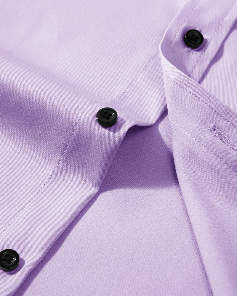 Lusead Lavender Button Down Shirt Men Long Sleeve Wrinkle Free Formal Art Exhibition Slim Fit Church Men Dress Shirts - Image 4