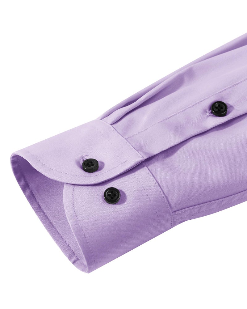 Lusead Lavender Button Down Shirt Men Long Sleeve Wrinkle Free Formal Art Exhibition Slim Fit Church Men Dress Shirts - Image 5