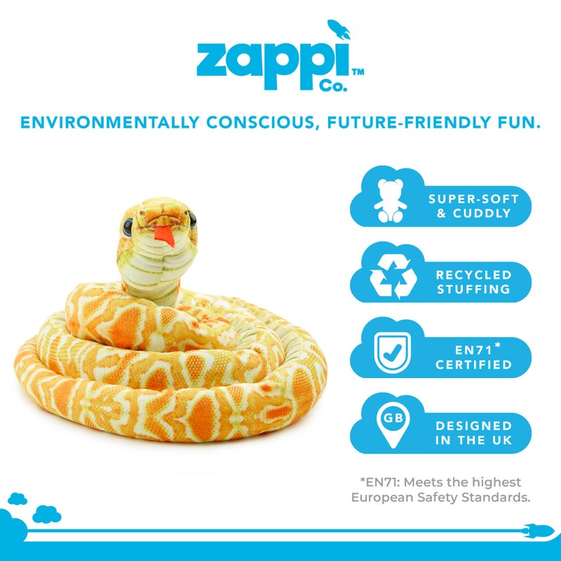 Zappi Co Kids Stuffed Soft Cuddly Plush Snake Toy - Part of the Safari Animal Collection, Perfect for Children (180 cm Length) (Yellow Corn Snake) - Image 2