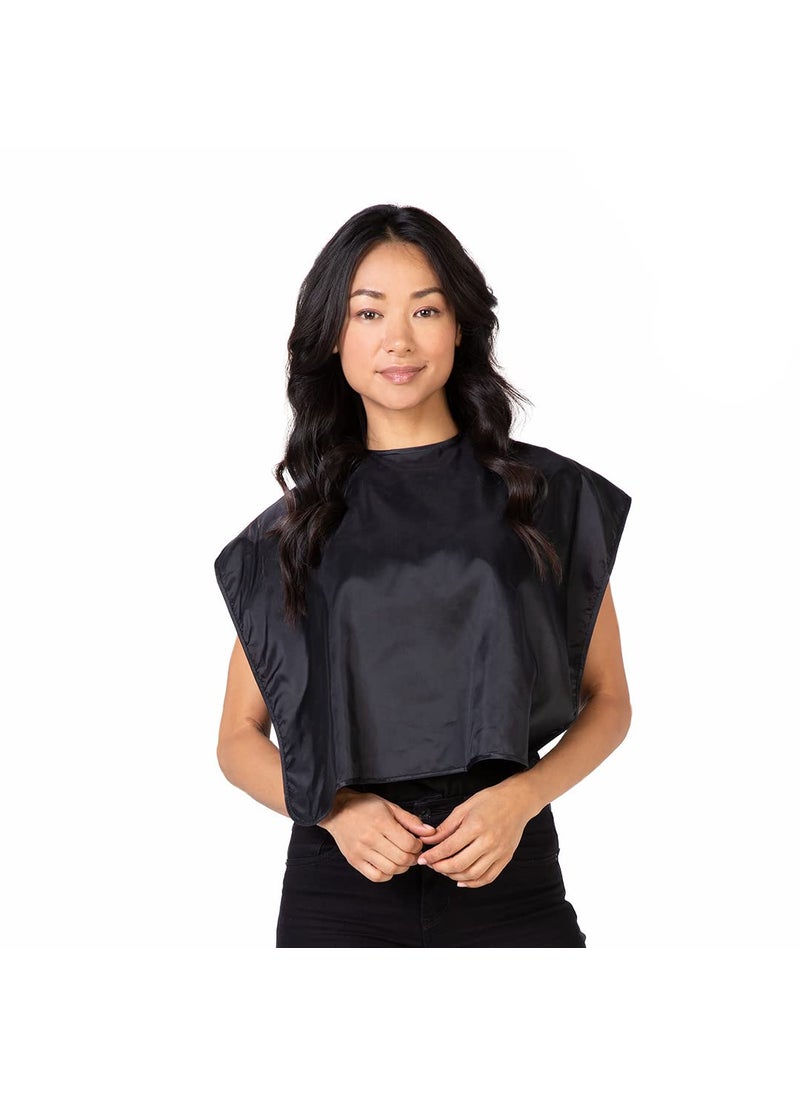 Betty Dain Betty Dain Nylon Shortie Makeup Cape - Professional Comb Out, Blow Out, Hair and Beard Styling Cape - Water Resistant, Lightweight Nylon Bib Keeps Clothes Clean and Hands Free 