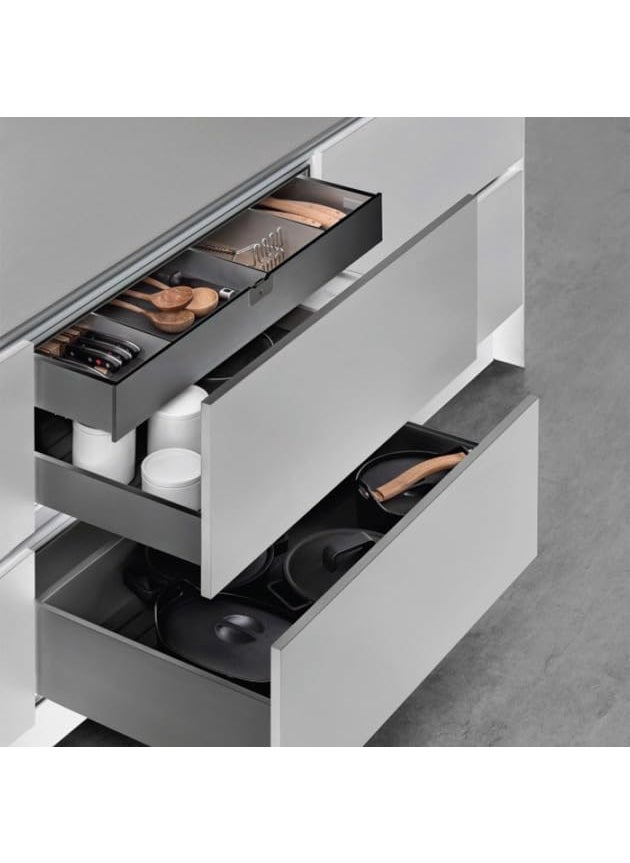 DBR - DBR Kitchen Slim Tandem Box for Drawer System With Soft Close Load Capacity Upto 40 Kg Grey 8 x 20 Inch Depth 500mm - Image 1