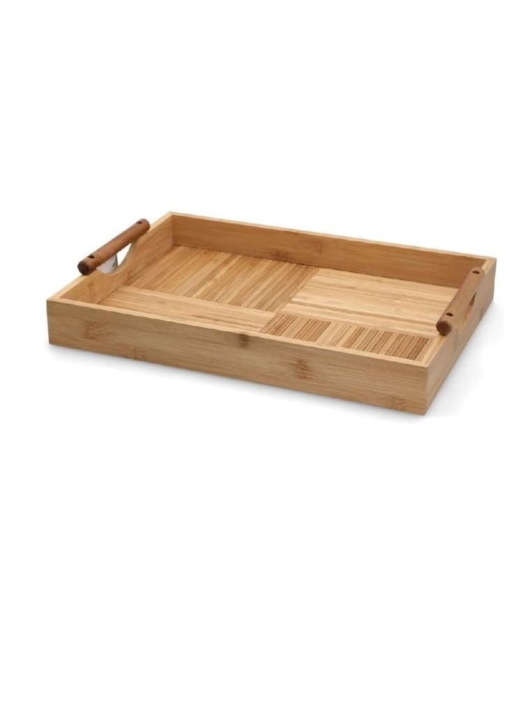 Bamboo Serving Tray with Handles – Sectioned Base – 43x26cm - Image 2
