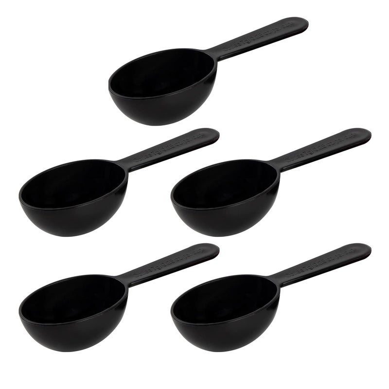 Framendino 5 Pack Plastic Coffee Measuring Spoons Short Handle Scoops for Tea Sugar Cereal Milk Powder Spices Black 7g