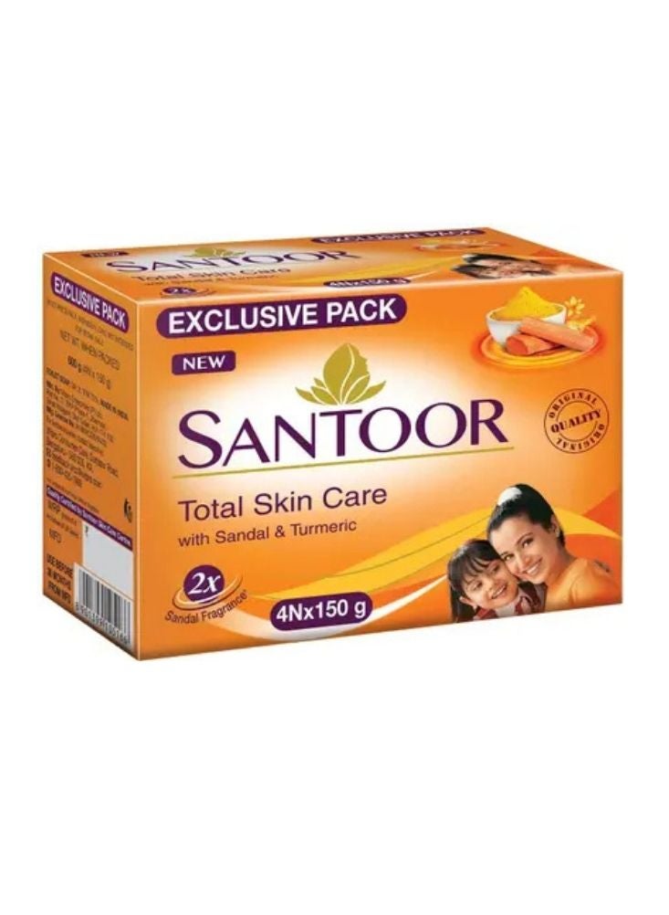 سانتور صابون سانتور للعناية الكاملة بالبشرة – صابون استحمام برائحة الصندل والكركم، عبوة حصرية تحتوي على أربع قطع وزن كل منها مائة وخمسون غرامًا. - Image 2