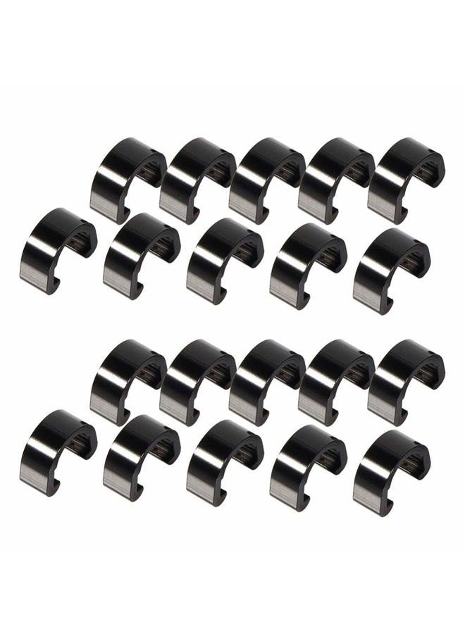 Saipe 20pcs Aluminum Alloy Bike Cable C-clips Brake Cable Housing Clip Bicycle Cable Hose Guide Clamps for Brake Derailleur Shift Cables - Image 1
