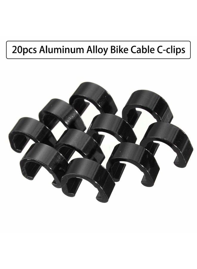 Saipe 20pcs Aluminum Alloy Bike Cable C-clips Brake Cable Housing Clip Bicycle Cable Hose Guide Clamps for Brake Derailleur Shift Cables - Image 3