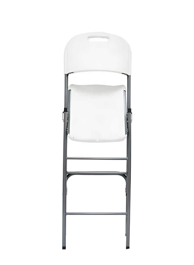 كرسي بار مرتفع قابل للطي ومصبوب بالنفخ مع مسند للقدمين قابل للطي للمنزل والمطبخ والمكتب والمطعم، محمول وخفيف الوزن ومتين ومتعدد الأغراض للأنشطة الداخلية والخارجية، باللون الأبيض - Image 3