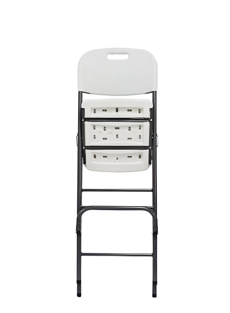كرسي بار مرتفع قابل للطي ومصبوب بالنفخ مع مسند للقدمين قابل للطي للمنزل والمطبخ والمكتب والمطعم، محمول وخفيف الوزن ومتين ومتعدد الأغراض للأنشطة الداخلية والخارجية، باللون الأبيض - Image 5