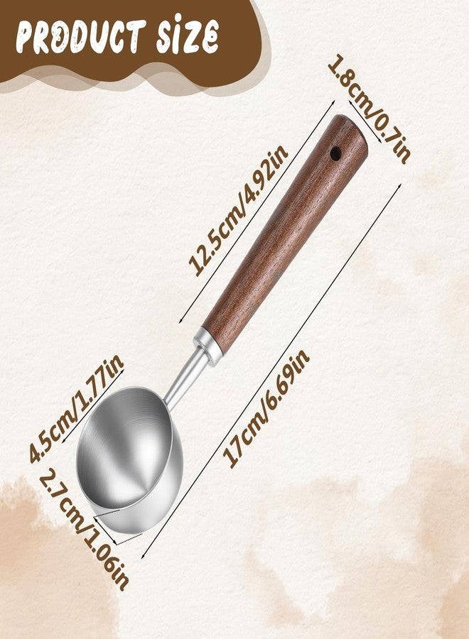 Fyntave 30ML Vintage Coffee Measuring Spoon with Long Wooden Handle 10g Capacity Metal Tablespoon Stainless Steel Coffee Scoop Kitchen Utensil Spoon for Coffees Tea Bath Salts - Image 2