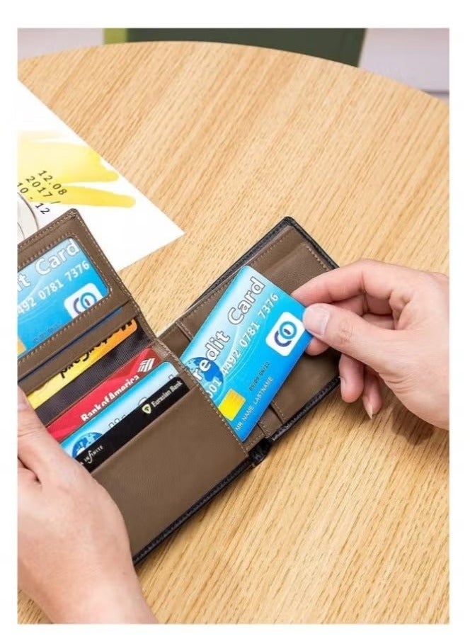 Generic Leather Men's Wallet with Coin Pocket, RFID Blocking Slim Bifold Credit Card Wallet with ID Window  - Image 3