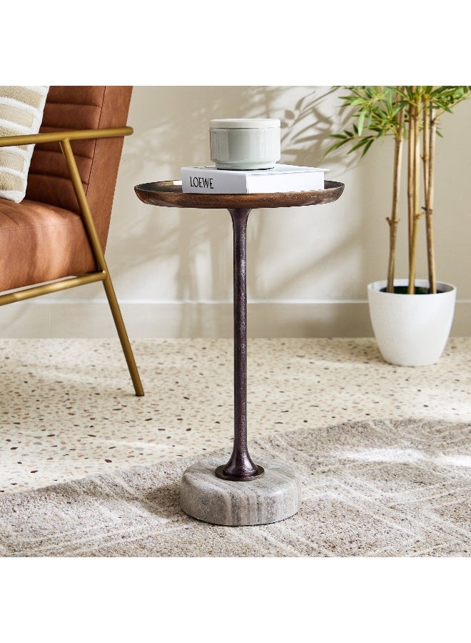 Home Box طاولة ملڤين الجانبية بقاعدة رخام حقيقية - Image 1