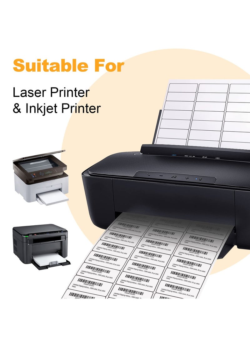 Shipping Address Mailing Labels 30-UP White Shipping Labels for Inkjet or Laser Printer Labels White Blank Sticker Name Tags Printable Address Labels 30 Per Page 3000 Labels 100Sheets - Image 4