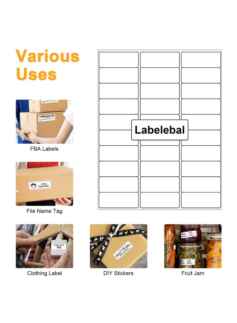 Shipping Address Mailing Labels 30-UP White Shipping Labels for Inkjet or Laser Printer Labels White Blank Sticker Name Tags Printable Address Labels 30 Per Page 3000 Labels 100Sheets - Image 2