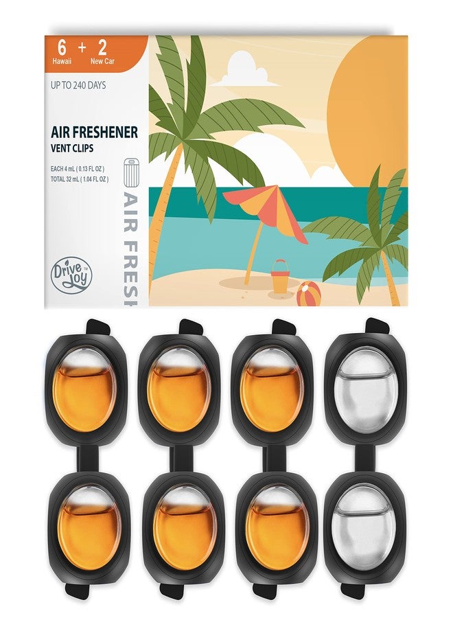 DRIVEJOY Car Air Freshener Vent Clips, 8 PK, 6 Hawaiian, 2 New Car, Car Fresheners for Men Women, Up to 240 Days, Natural Odor Eliminator - Image 1